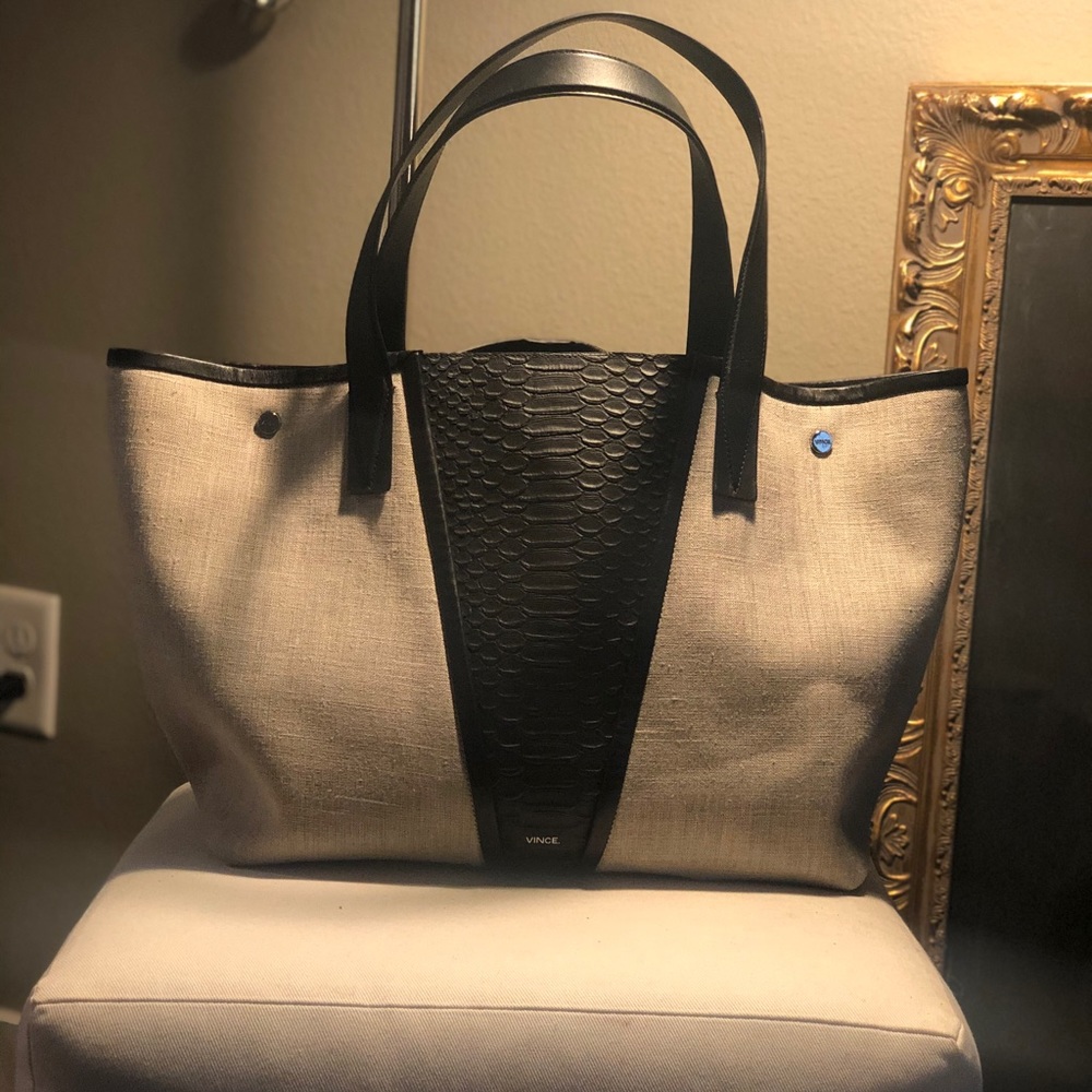 Vince Linen Python Embosses Tote